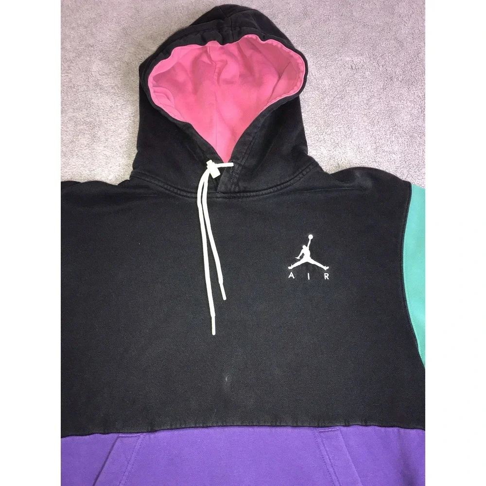 Nike‎ Air Jordan Retro Color Block Pullover Hoodie Sweatshirt Pocket Mens Small